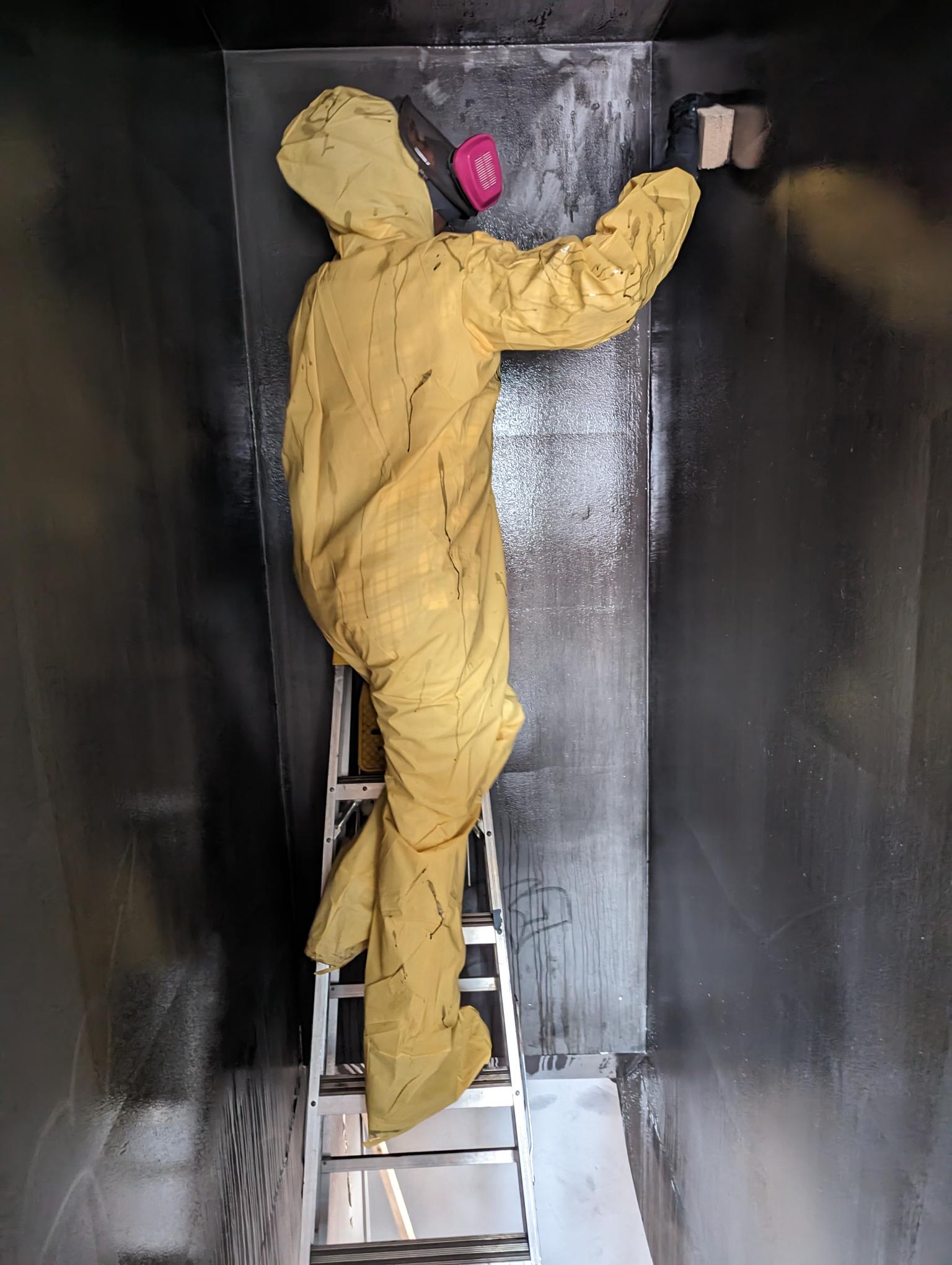 Top to Bottom Renovation technician cleans smoke damaged home in Clinton, MD