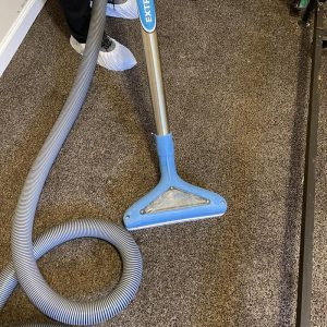Water extraction tool removing moisture from carpet.