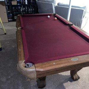 Pool table in basement during water damage restoration and cleanup process